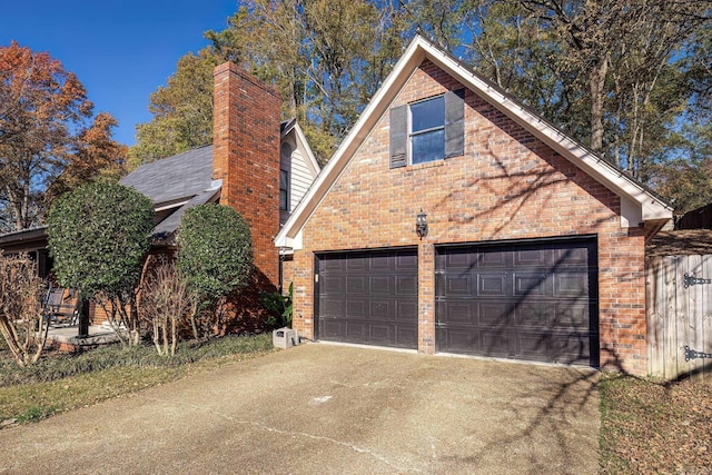 exterior space with a garage