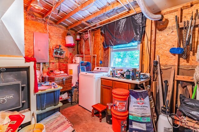 washroom with washer / dryer and electric panel