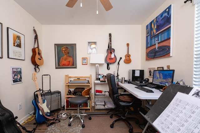 office featuring ceiling fan