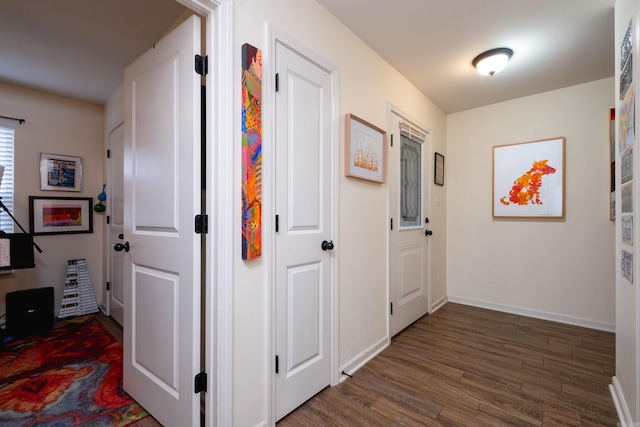 hall featuring dark hardwood / wood-style floors