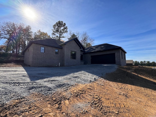 exterior space with a garage