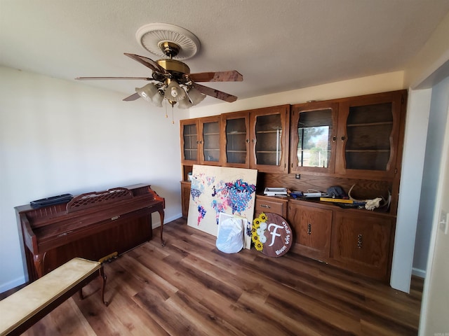 interior space with dark wood-type flooring