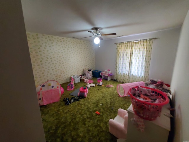 playroom with ceiling fan