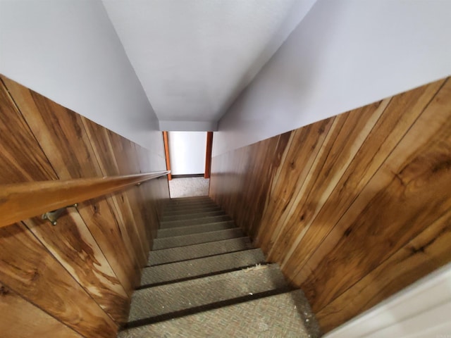 stairs with wooden walls