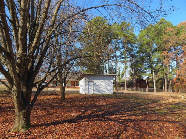 view of yard featuring a shed