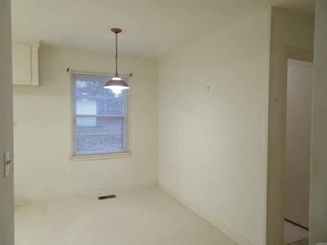 view of unfurnished dining area