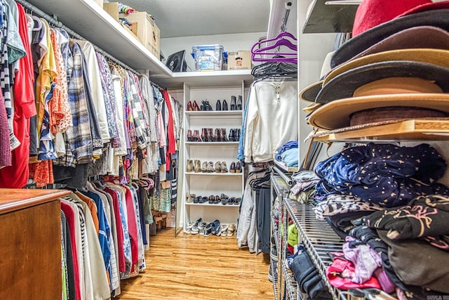 spacious closet featuring hardwood / wood-style flooring