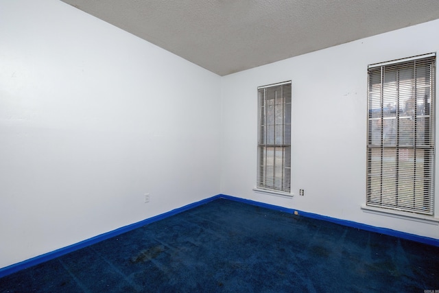 unfurnished room with carpet floors and a textured ceiling