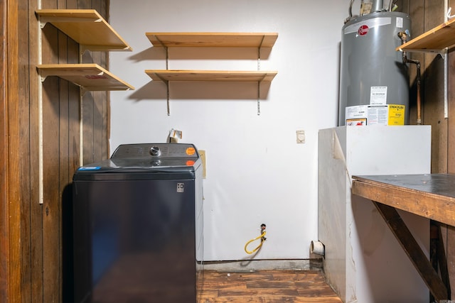 laundry room featuring gas water heater and washer / dryer