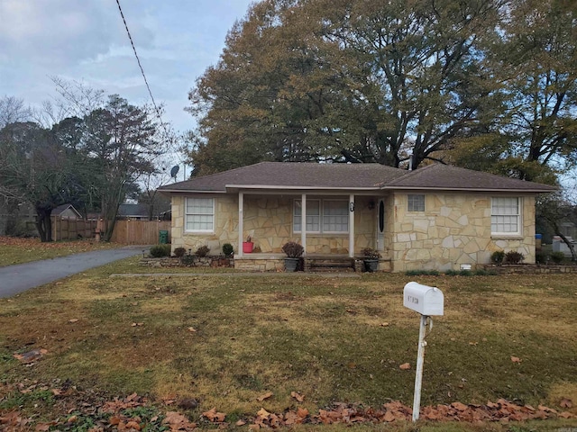 view of front of home with a front yard