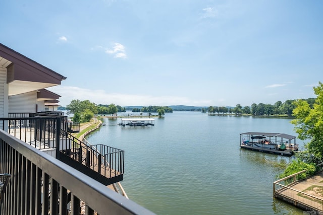 property view of water featuring a boat dock