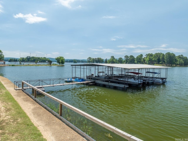 dock area featuring a water view