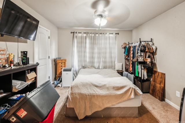 bedroom with carpet and ceiling fan