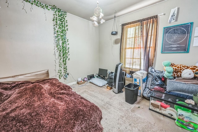 bedroom with concrete floors