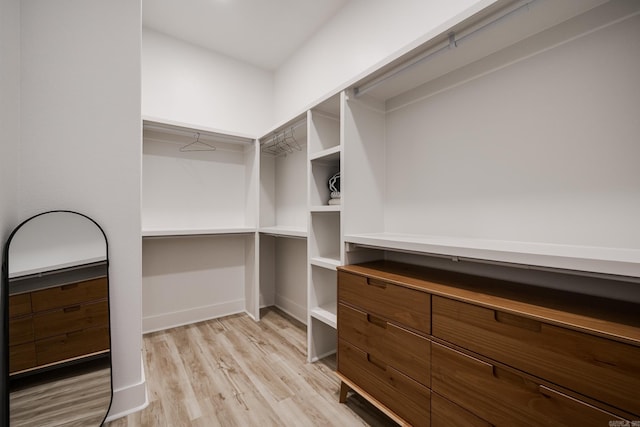 spacious closet featuring light wood-type flooring