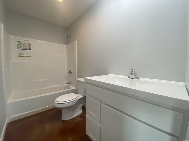 full bathroom featuring wood-type flooring, vanity, bathing tub / shower combination, and toilet