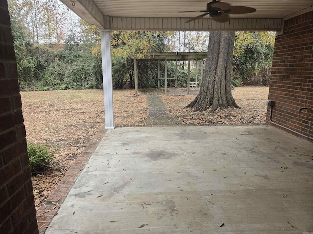 view of patio with ceiling fan