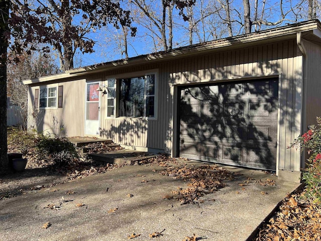 exterior space featuring a garage