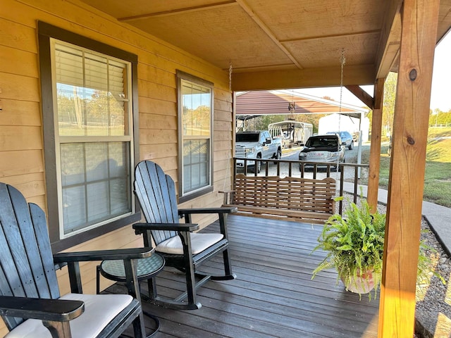 wooden deck with a porch