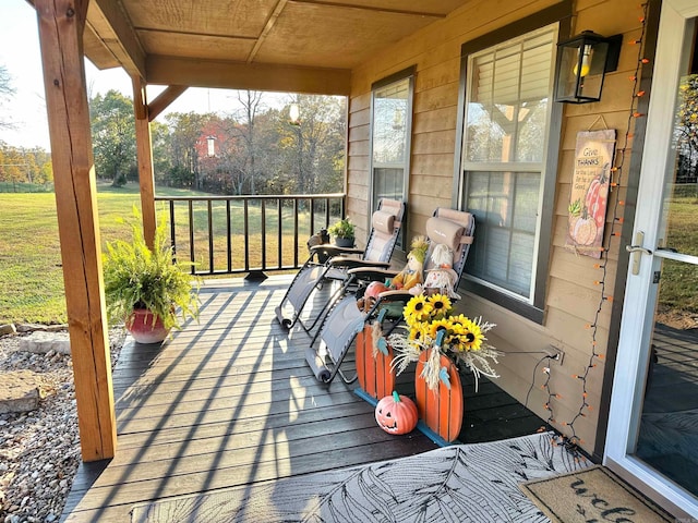 wooden terrace featuring a porch