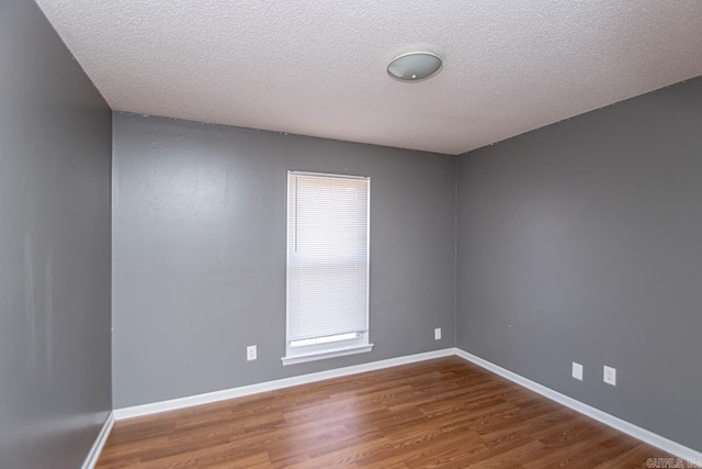 empty room featuring a wealth of natural light, wood-type flooring, and a textured ceiling