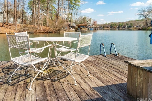 dock area featuring a water view