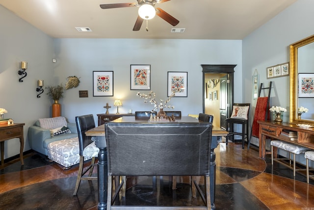 dining area with ceiling fan