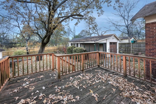 deck with an outdoor structure