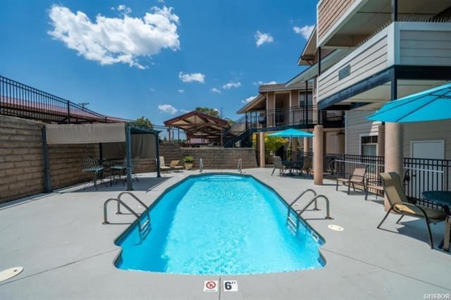 view of pool featuring a patio area