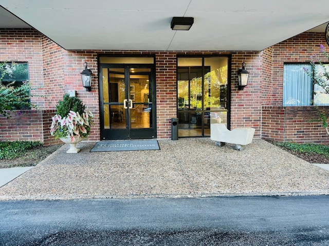 doorway to property featuring french doors