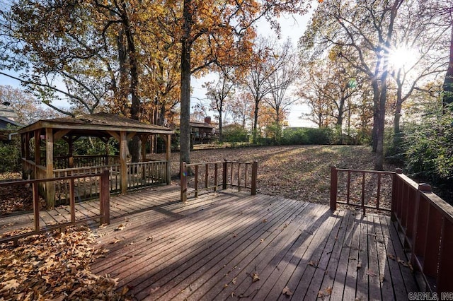 wooden deck with a gazebo