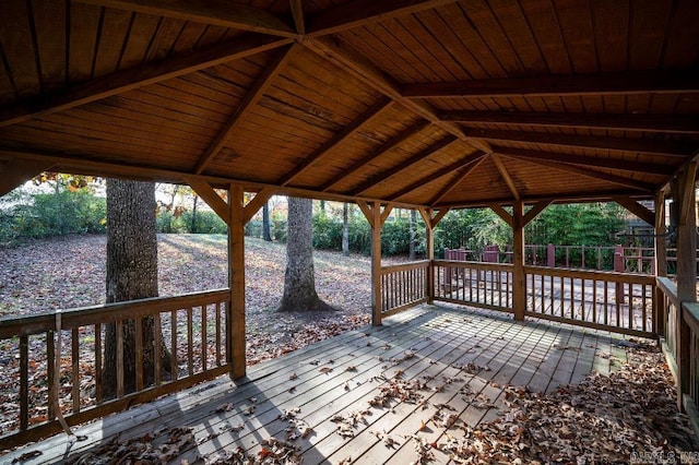 wooden deck with a gazebo