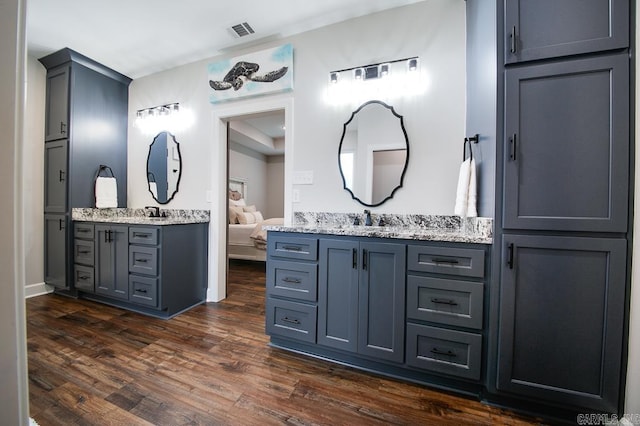 bathroom featuring wood-type flooring and vanity