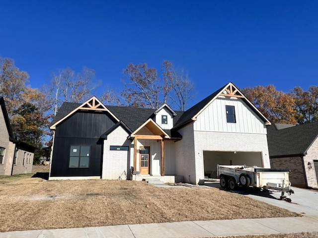 modern farmhouse with a garage