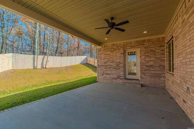 view of patio / terrace with ceiling fan