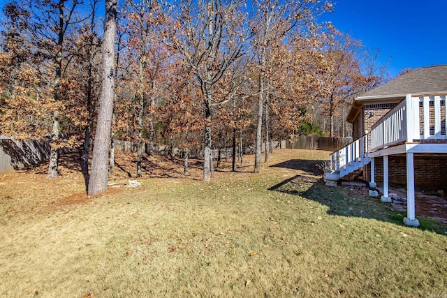 view of yard with a deck