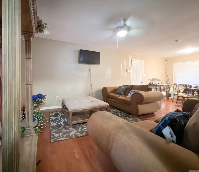 living room with wood-type flooring