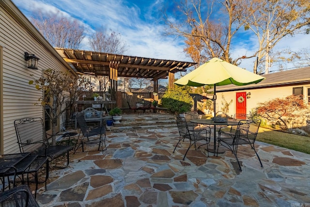 view of patio / terrace featuring a pergola