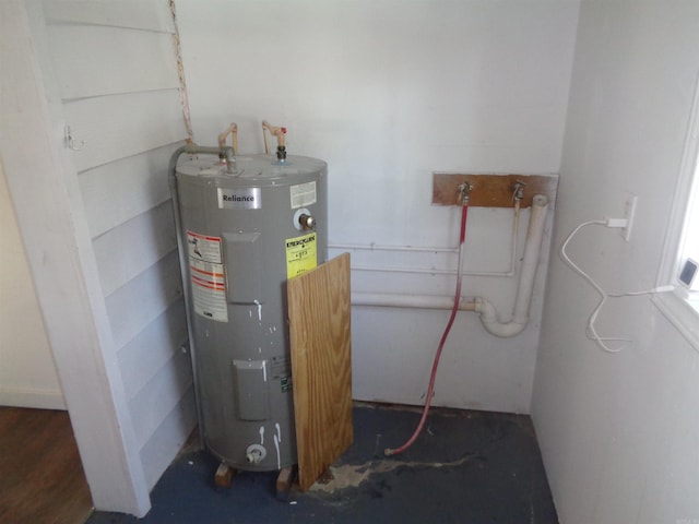 utility room with water heater