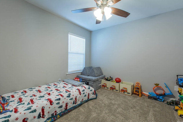 bedroom with carpet and ceiling fan