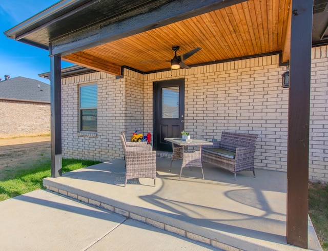 view of patio with ceiling fan