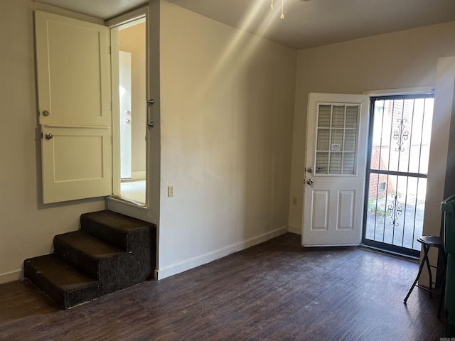 foyer featuring dark hardwood / wood-style floors