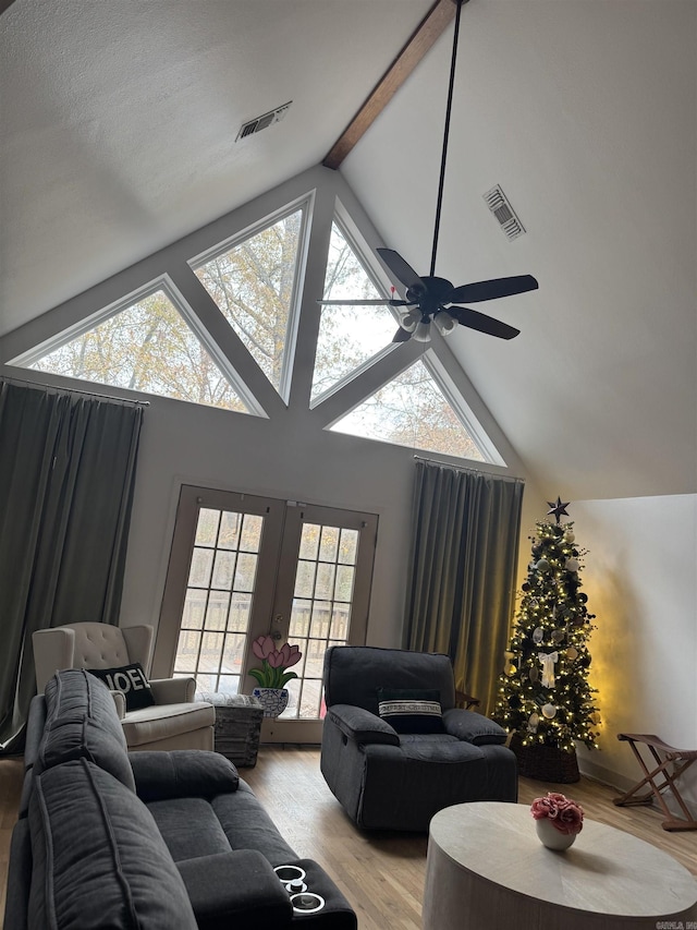 living room featuring light hardwood / wood-style flooring and a wealth of natural light