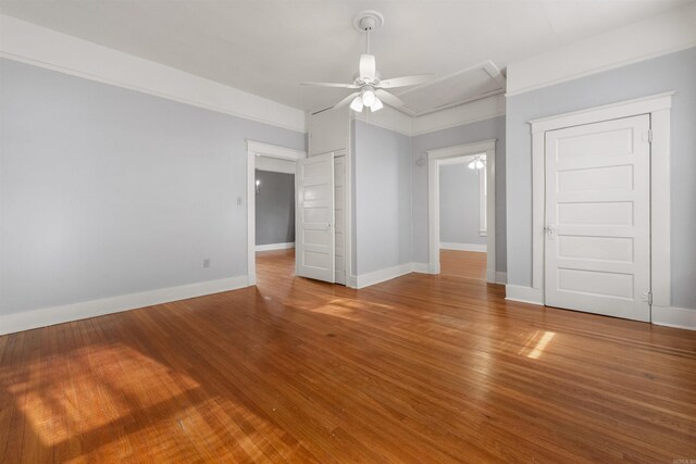 interior space featuring ceiling fan and wood-type flooring