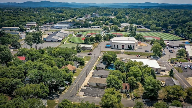 birds eye view of property featuring a mountain view