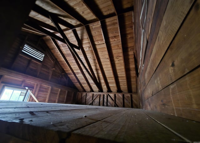 view of unfinished attic