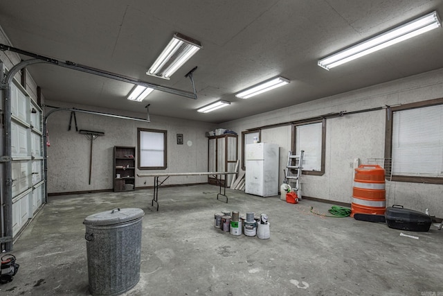 garage featuring white refrigerator