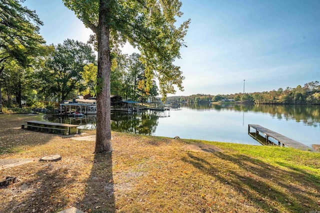 view of dock featuring a water view
