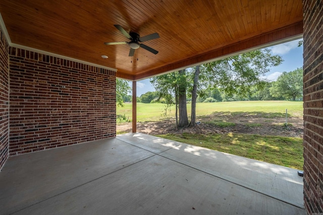 view of patio / terrace featuring ceiling fan