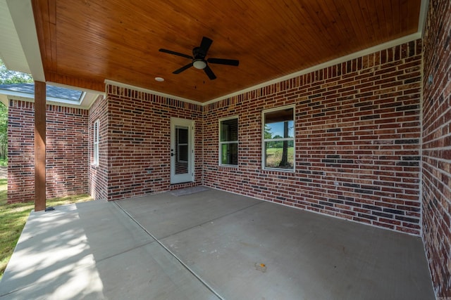 view of patio / terrace featuring ceiling fan